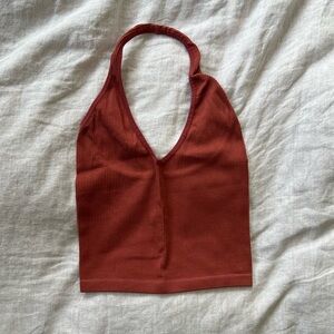 Urban Outfitters Ribbed Halter Top - Rust